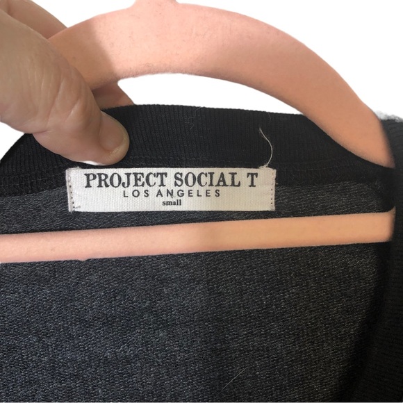 project Social T, Sweatshirt, cold shoulder, lace and tie long sleeves, EUC - Picture 2 of 6